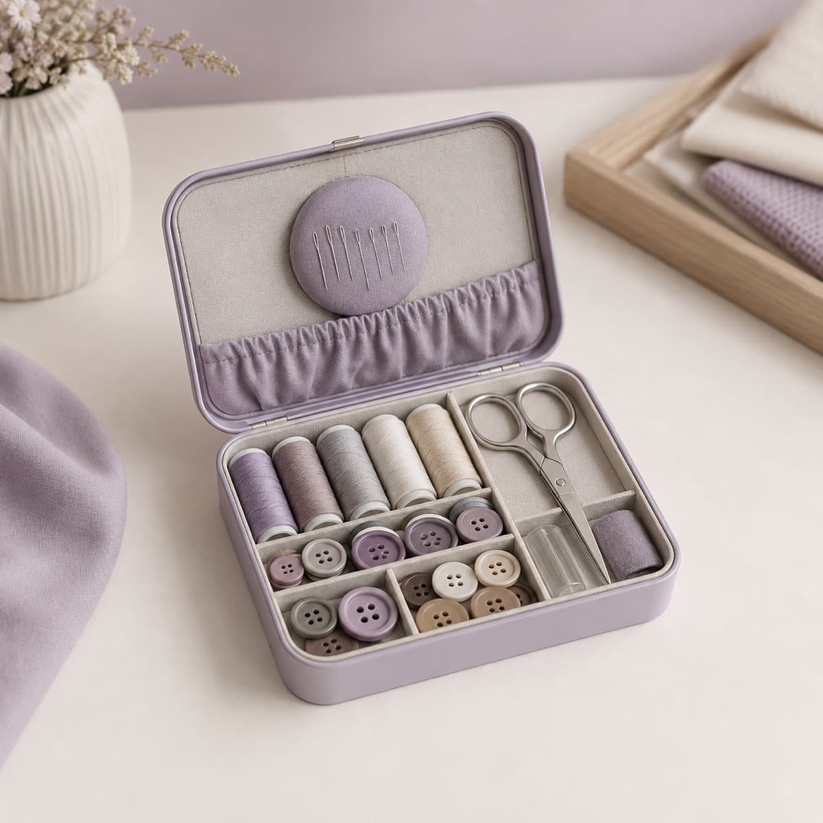 Sewing & Button Repair Kit — Everything for a button, a seam or a hem, in a tin that closes properly.