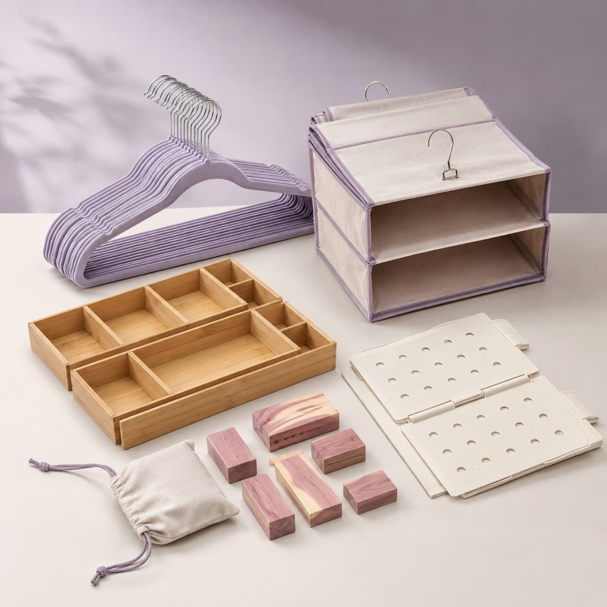 Closet Reset Kit — One closet, sorted in a single order. Five pieces, one afternoon.