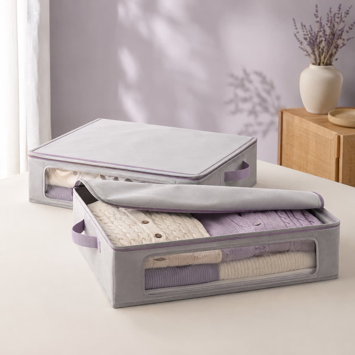 Under-Bed Storage Box Duo — The forgotten cubic feet under the bed, with a window so you know what is in there.